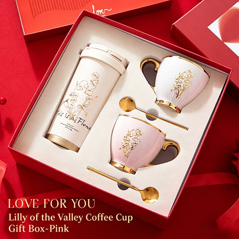 Mother's Day Gift Insulated Mug Set with Spoon 316 Stainless Steel Tumbler Cup for Mom Girlfriend Luxury Gift Home Office Cup