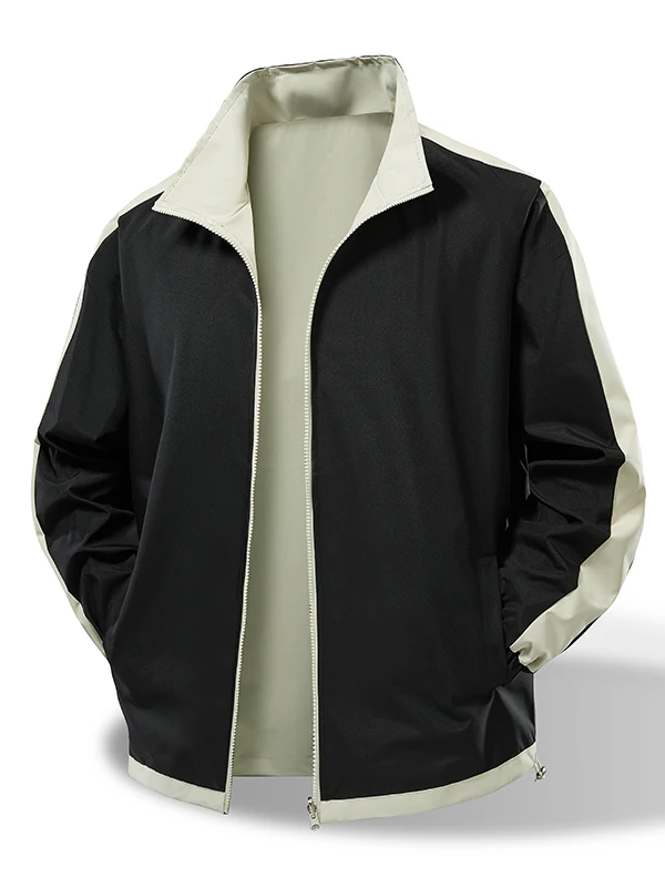 

ex Windproof Double-Sided Splasroof Jaet Youth Trendy Outdoor Polyester/Nylon Cosite Fiber Long Sve Retro Sle