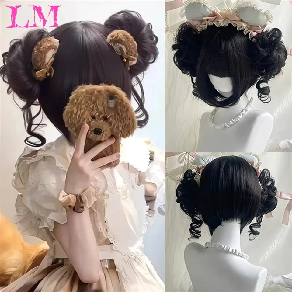 LM Synthetic Short Straight Wig Ginger Brown Bob Wig With Straight Bangs Ladies Cosplay Daily Natural High Temperature Silk Wig
