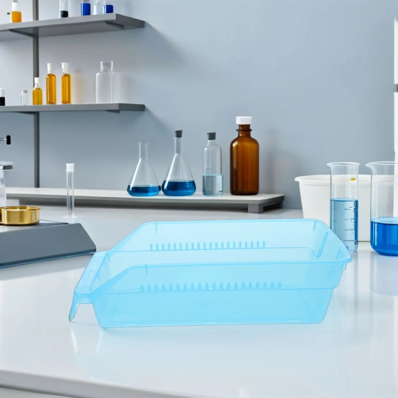 

3pcs Medicine Sorting Bin 30X13.5Cm Blue Plastic Storage Bin Tablet Organizer Portable Pill Case Countertop Medicine Tray