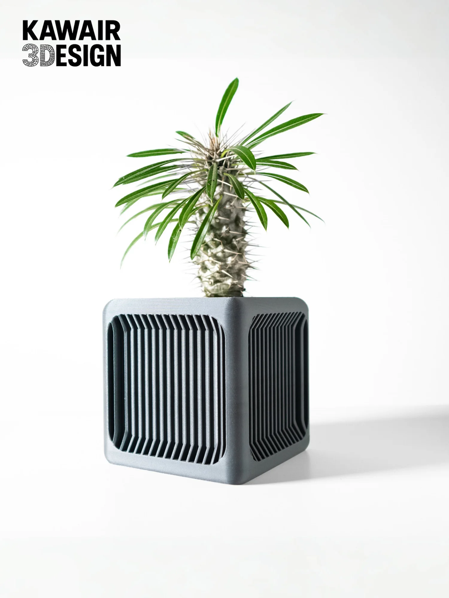 3D Printed Flower Pot Rhombus Line Texture Square Style Minimalist Home Decor Sustainable macetero