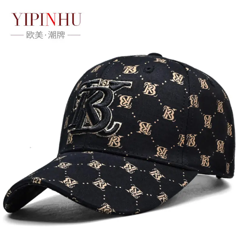 European and American trendy hats, men\'s Korean printed embroidered baseball caps, seasonal fashionable and stylish duckbill cap