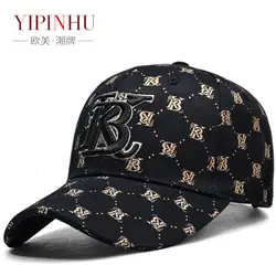 European and American trendy hats, men's Korean printed embroidered baseball caps, seasonal fashionable and stylish duckbill cap