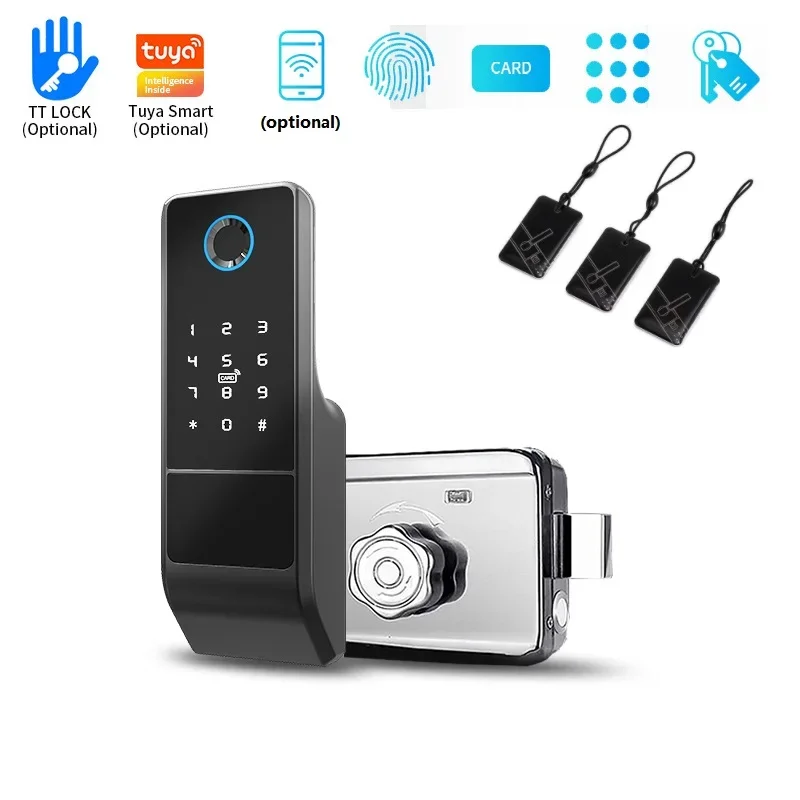 

Tuya WiFi Smart Door Lock Waterproof TTlock Fingerprint Password Card NFC Keyless Entry Smart Electronic Lock For Home Hotel