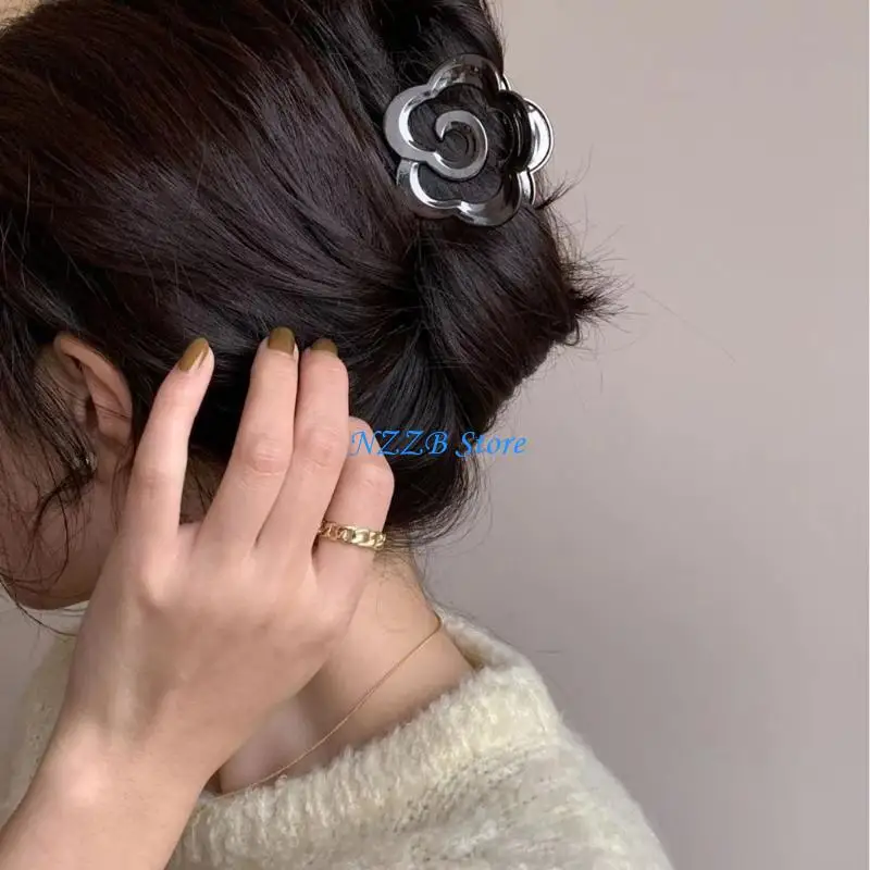 

T21F Hair Jaw Clip Hair Claw Rose Adornment Large Catch Creative Barrettes