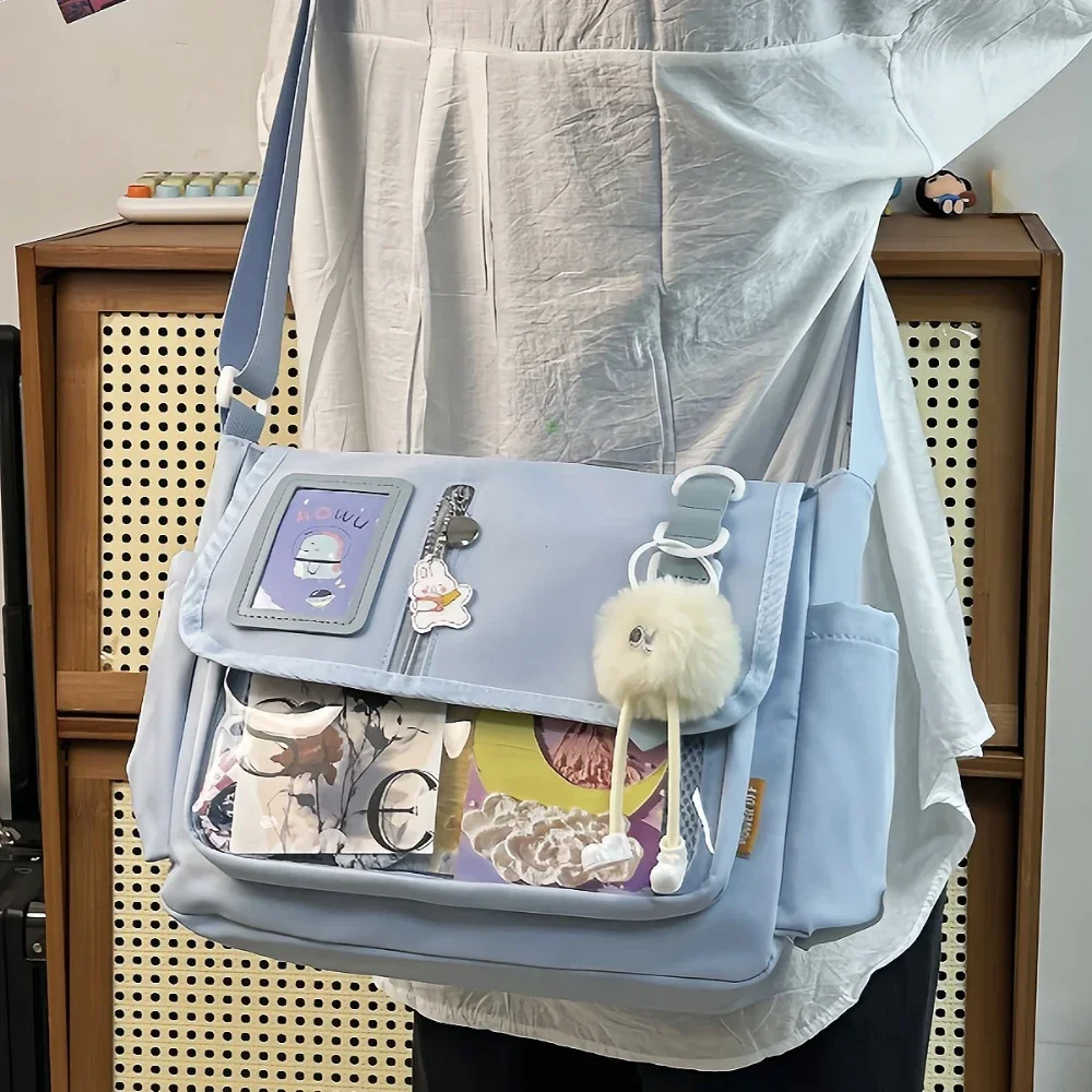 Y2K اليابانية Harajuku الحقائب المدرسية للمراهقات جديد شفاف Itabag حقيبة كروسبودي لتقوم بها بنفسك شارات عرض لوحة Ita حقيبة