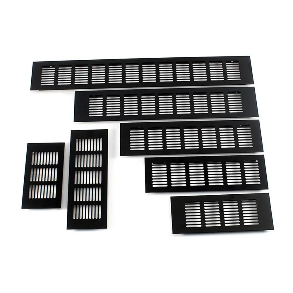 1pc Aluminum-Alloy Black Rectangular Air Vent Ventilation Grille Cover For Cabinet/Wardrobe/Cupboard Home Improvement