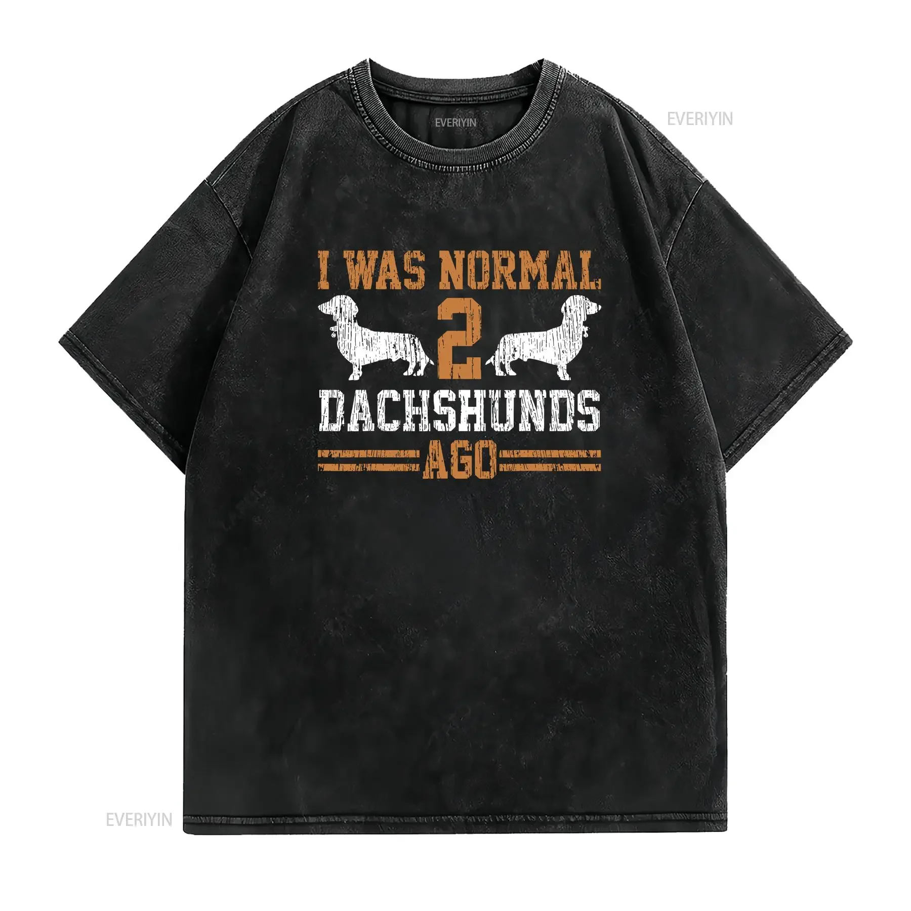 Dachshund Wiener I Was Normal 2 Two Dog Vintage T Shirt SweaT 14155 vintage Washed Slightly graphic streetwear Casual homme