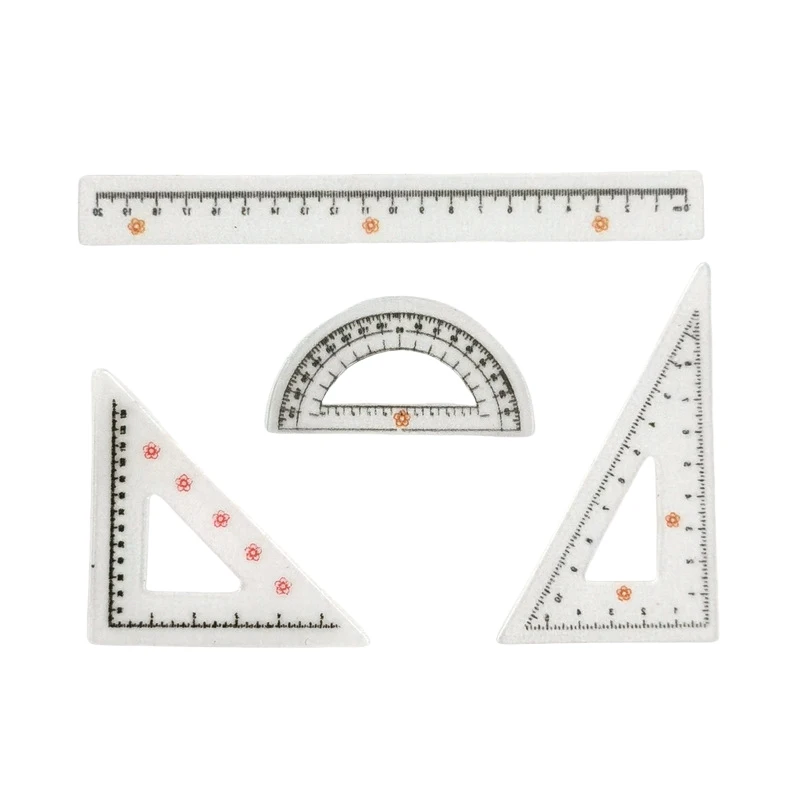 4pcs/set DIY Accessories 1:12 Dollhouse Simulation Learning Ruler Model Miniature Creative Learning Props