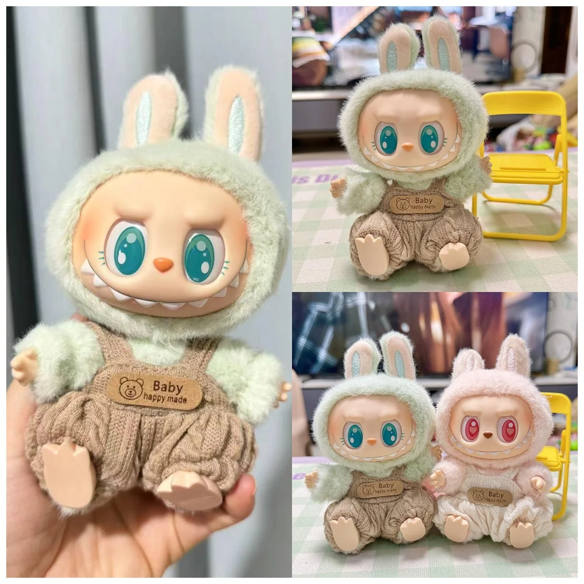 لملابس دمية لابوبو مجموعة إكسسوارات V2 V1 بذلة الدب البني فقاعة وزرة فتاة هدية