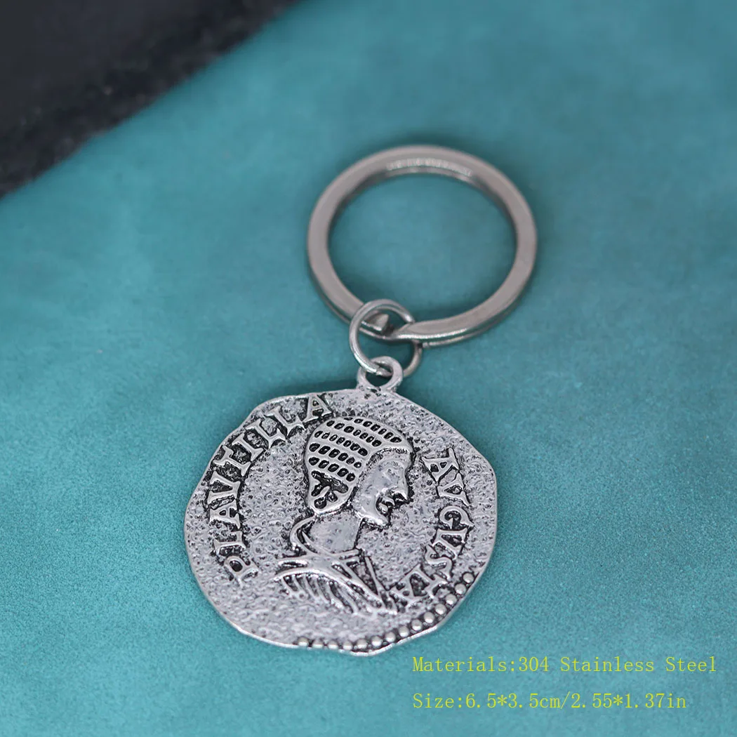 Ancient Rome Engraved PLAUTILLA AVGVSTA Rome Coins Pendants Keychain Denier Coin Key Chains Keyring For Men Women