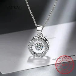Moissanite Necklace Halo Pendant 0.5ct 925 Sterling Silver D VVS1 Lab Diamond Necklace Colar de Prata for Women Party Gift