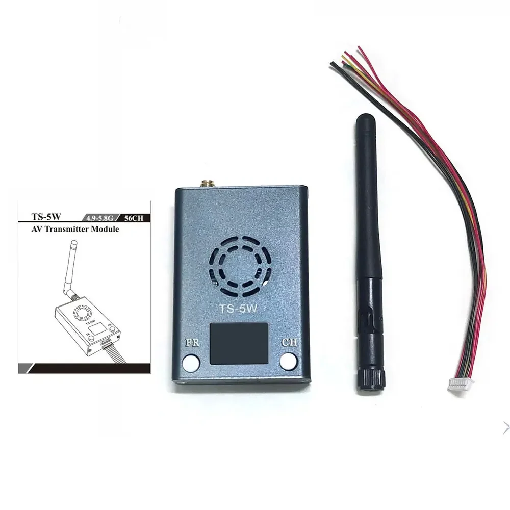 FPV  RC Model VTX TS-5W 5000mw 4.9G-5.8G 56CH Transmitter Wideband FM Modulate AV Transmitter Module Audio Video Transmitter