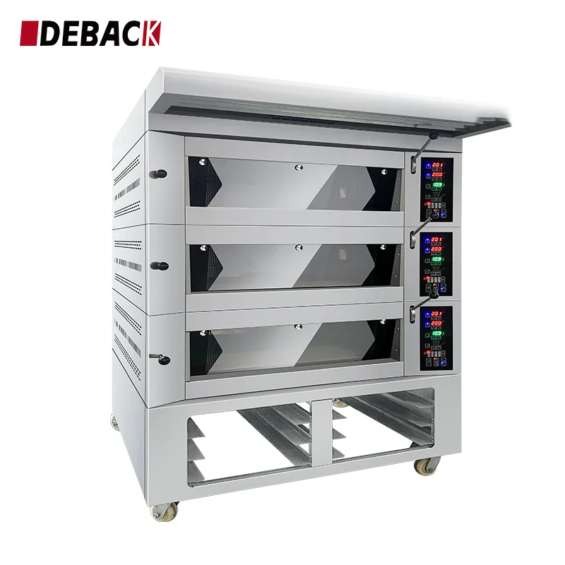 3 Deck 6 Tray European Industrial Electric Stainless Steel Deck Oven for Bakery Use and Cake Pastry Making Machine Pro