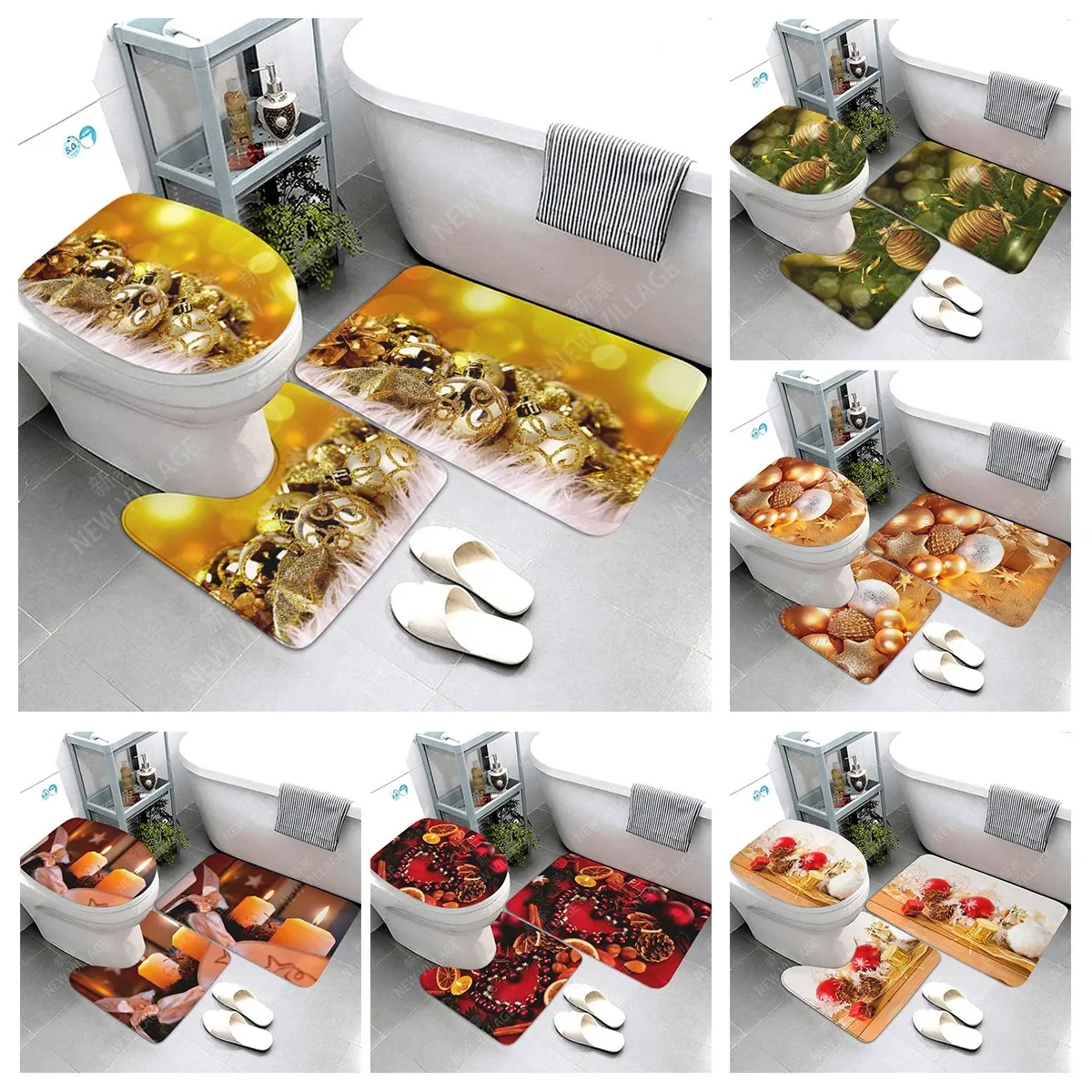 home bathroom floor mats Christmas decorations Bath Foot mat modern bathroom accessories rug Toilet mat Bathtub anti-slip carpet