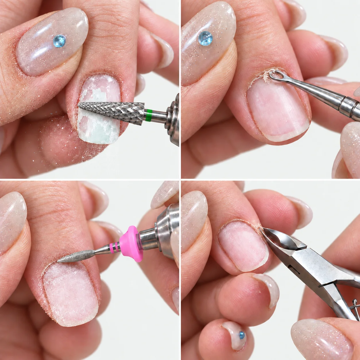 4Pcs Manicure Prep Kit to Remove Gel Push Back Cuticles Clean Nail Edges and Trim Dead Skin Before Gel Application