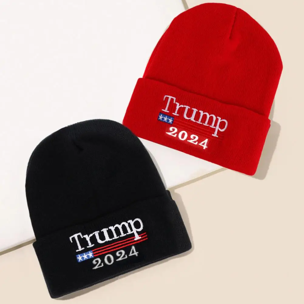 Street Style Hat Sportswear Hat 2024 Trump Campaign Rally Hat Thick Embroidered Unisex Beanie for Winter Windproof for Trump