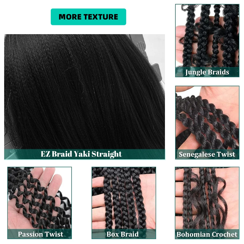 Longas tranças Jumbo extensões de cabelo, cabelo sintético Afro, trança Yaki, reta pré esticada trança, preto e marrom, 26 ", 90g