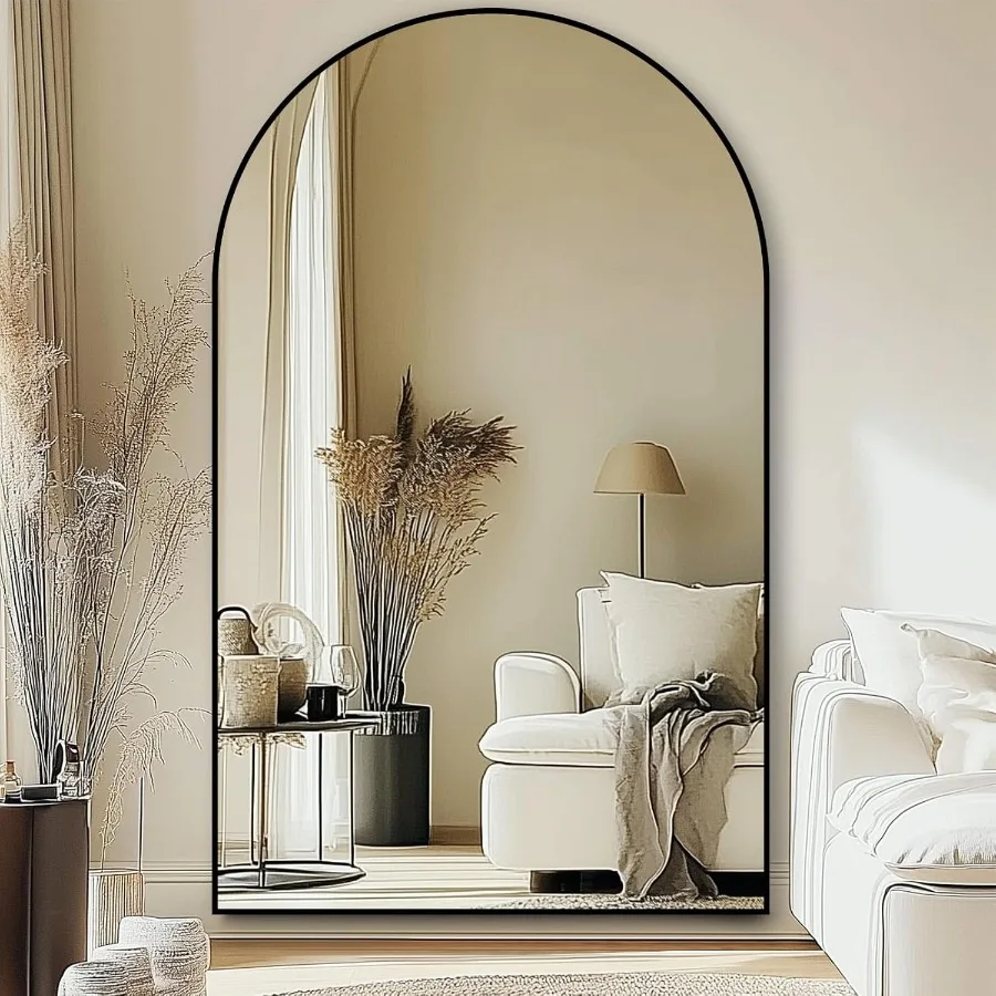 Cermin Ukuran Besar 72x44 Inci untuk Kamar Tidur Ruang Tamu Lemari Dipasang di Dinding atau Cermin Berdiri dengan Bingkai Aluminium