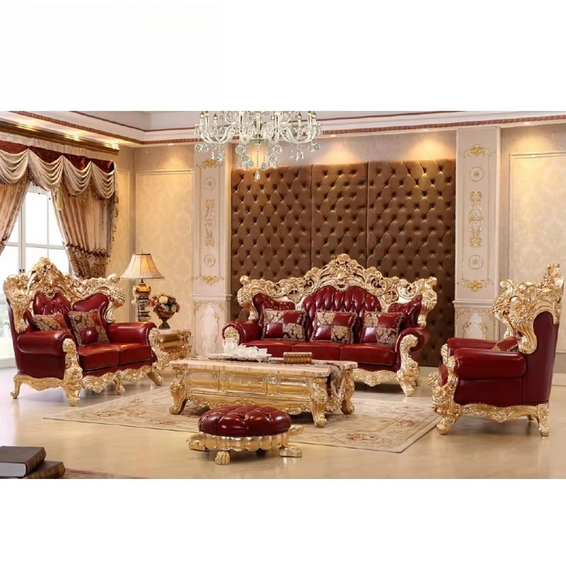 Hand Carved European Solid Wood Gold Leaf Vanity Dressing Table With Mirror And Stool For Elegant Master Suite
