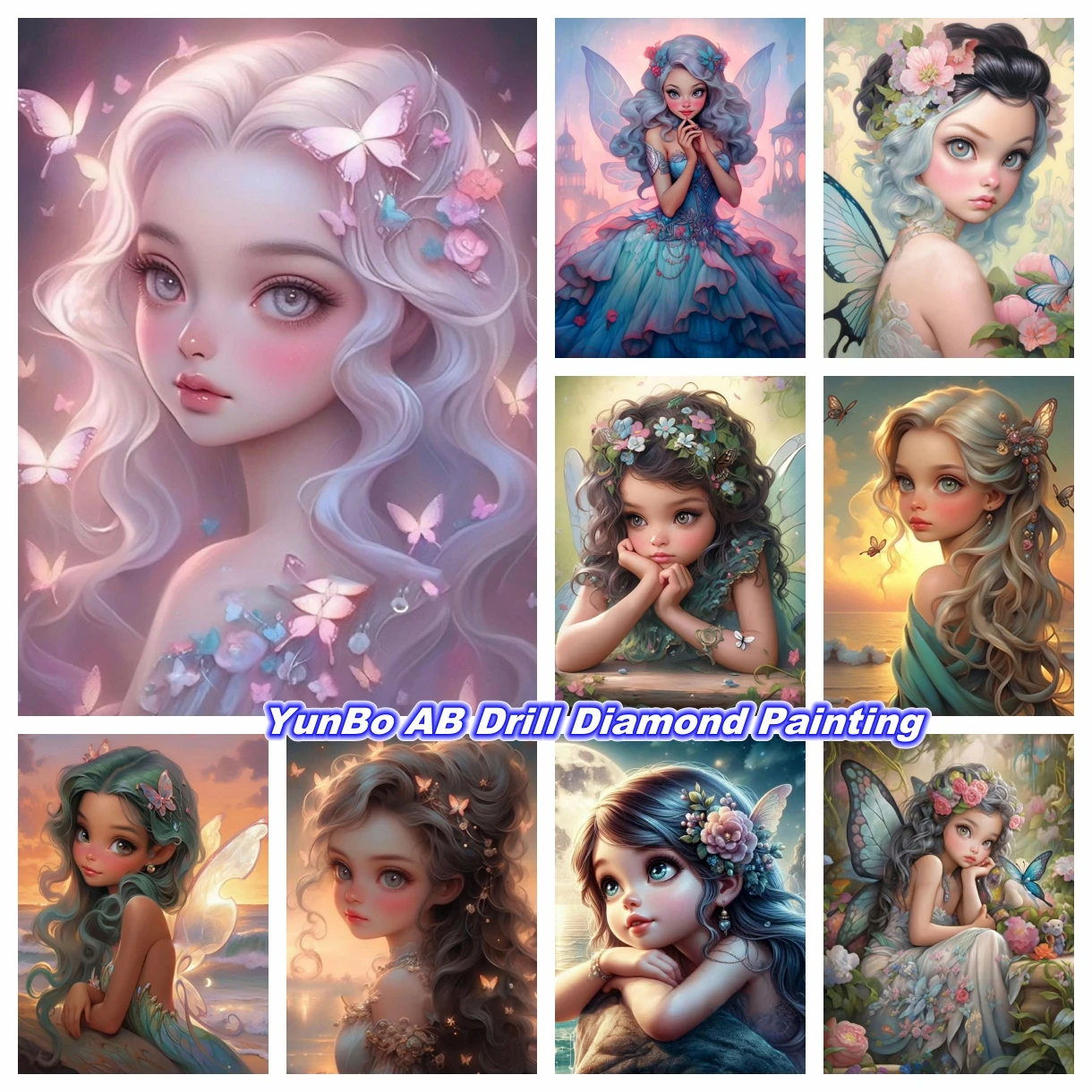 

Fantasy Angel Elf 5D DIY AB Diamond Painting Big Eyes Cartoon Girl Mosaic Cross Stitch Rhinestones Handcraft Art Home Decor Gift