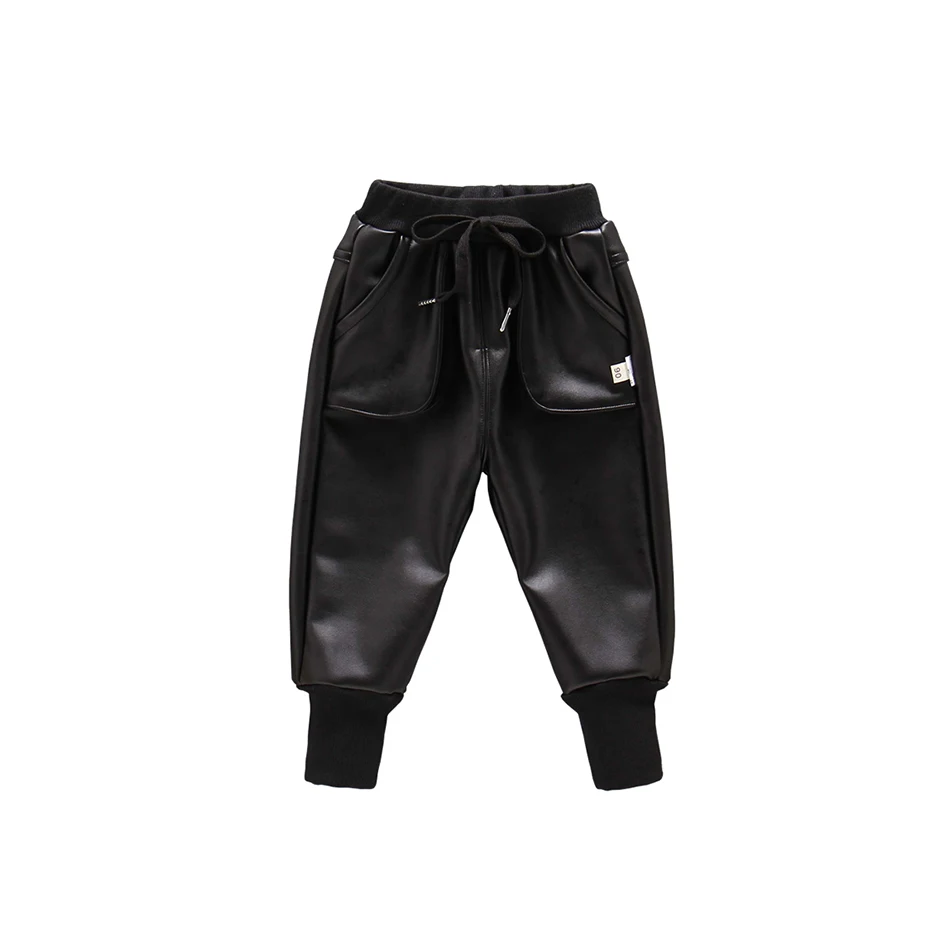 Toddler Boys Leather Pants Solid Color Pants For Boys Casual Style Kids Pants Spring Autumn Boys Clothes