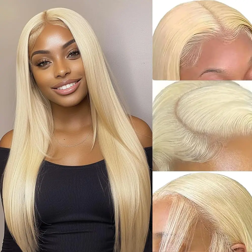 613 Blonde 13x6 Lace Front Wig Human Hair Blonde Straight Human Hair Lace Front Wigs Pre Plucked 180 Density