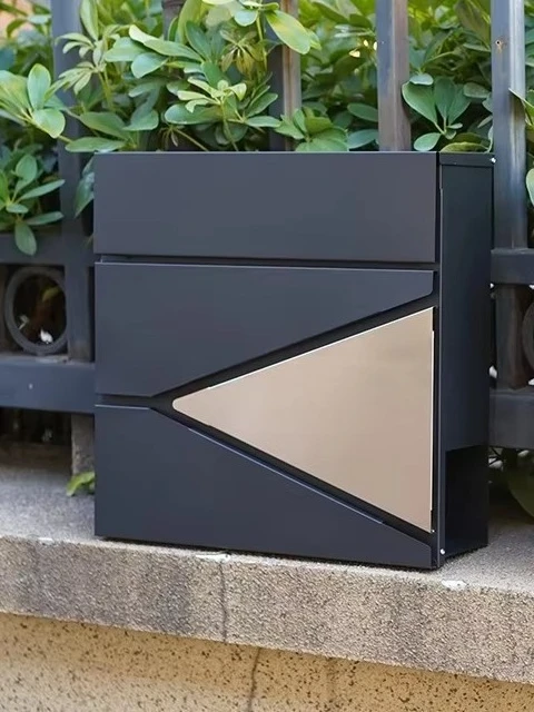 Modern Light Luxury Stainless Steel Wall Mounted Outdoor Mailbox with Newspaper Rack Suggestion Box Easy to Install Model 12
