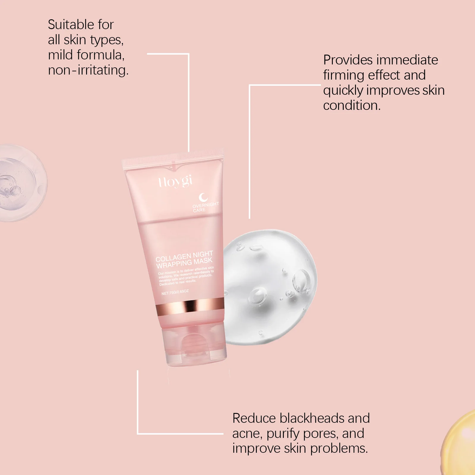 Hoygi Collagen Peel Off Mask Anti Wrinkle Firming Hydrating Easy Peel All Skin Types Non Irritating Deep Cleansing Brightening view 5