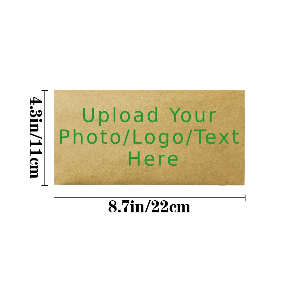 1PC Personalized Kraft Paper Money Envelope Custom Name Text Logo 22x11cm Cash Gift Holder for Wedding Anniversary Birthday Xmas