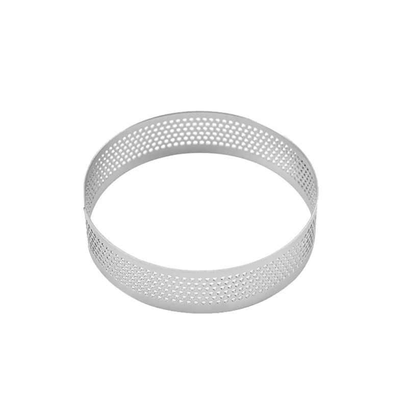 6Pcs 6cm Tart Ring Stainless Steel Tartlet Mold Circle Cutter Pie Ring Heat-Resistant Perforated Cake Mousse Molds