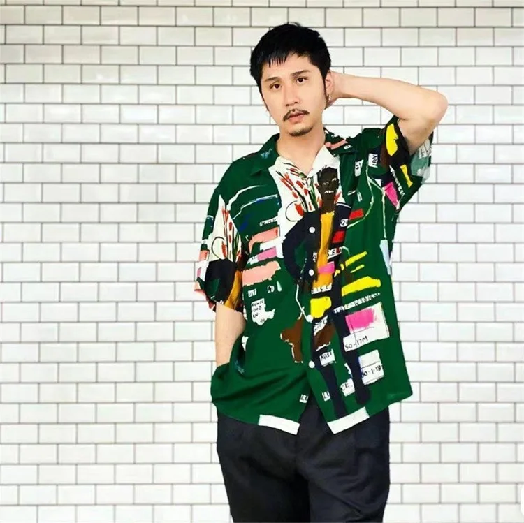 

Мужские рубашки с принтом граффити, гавайские футболки с короткими рукавами, повседневная одежда большого размера для мужчин