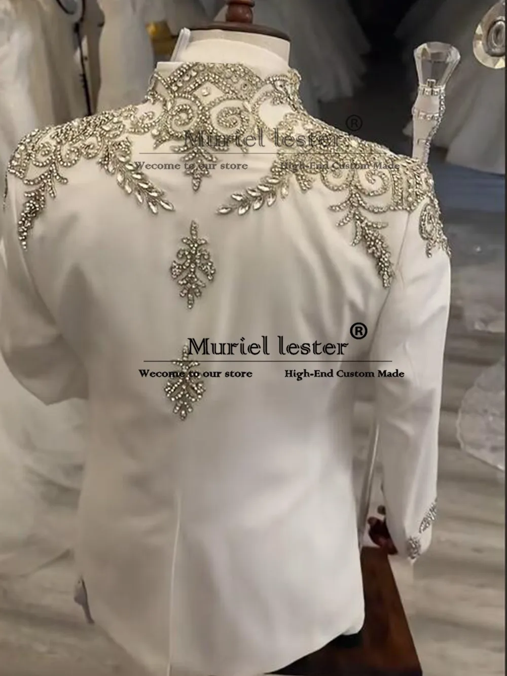 

Elegant Groom Wedding Suits Beaded Stone Man Blazer Outfit Customized 3-Pieces Sets Italian Design Men's Tuxedo 2025 ropa hombre