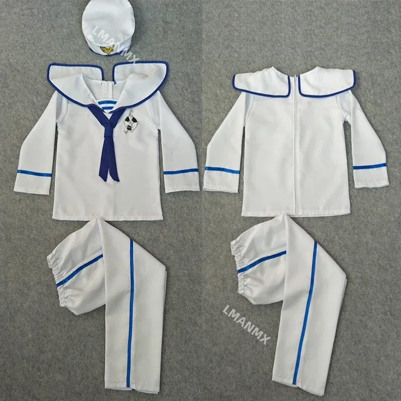 Girl or Boy Baby White Navy Sailor Marine Stripe Costume Party for Kid Hat  Tops   Pant