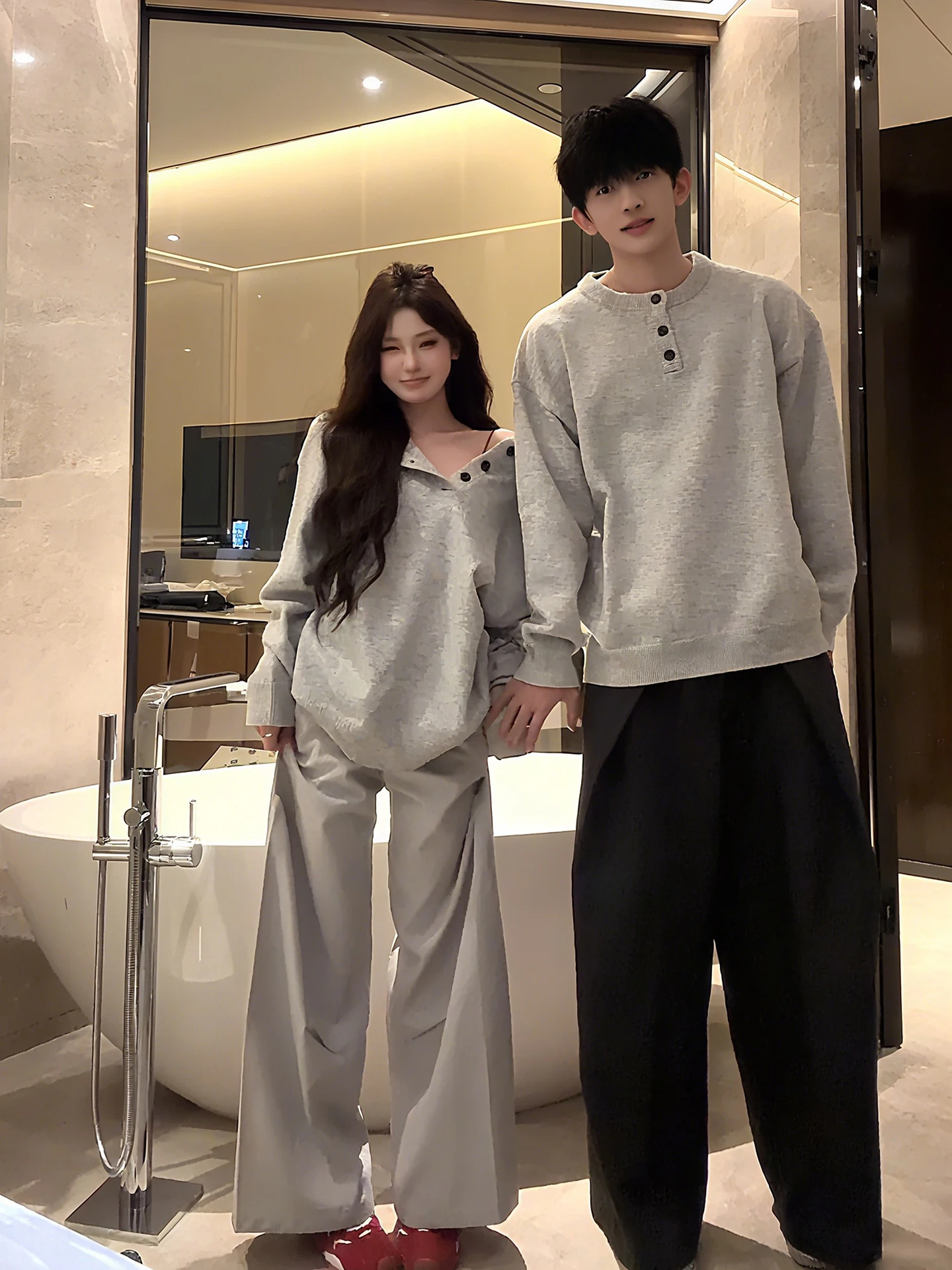 

Мужской свитер Henry Collar, трикотажный, в стиле Lazy High-End Cleanfit, осенний дизайн, свободный крой, американский кэжуал, длинный рукав