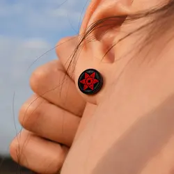 Anime Uzumaki Naruto Earrings Accessories Uchiha Itachi Sharingan Cosplay Party Studs Earrings Toys for Women Men Girl Gift