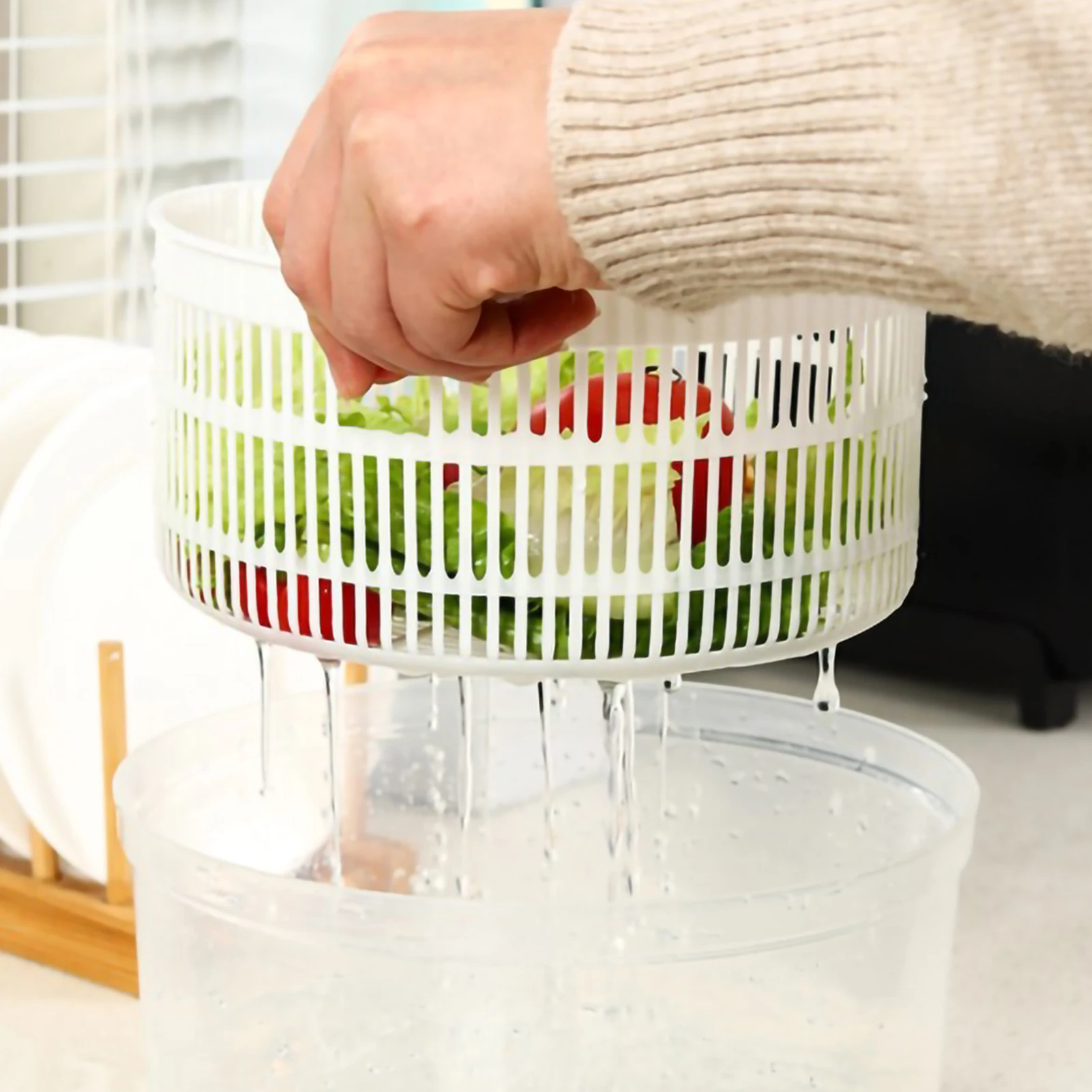 Vegetables Dryer Salad Spinner Fruits Basket Vegetables Washer Dryer Fruit Drainer Lettuce Spinner Colander Kitchen Gadgets