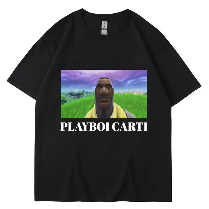 Rapper Playboi Carti Funny Meme Print T-Shirt Men Women Oversized T Shirts Hip Hop Rap Style Casual T-Shirts Streetwear