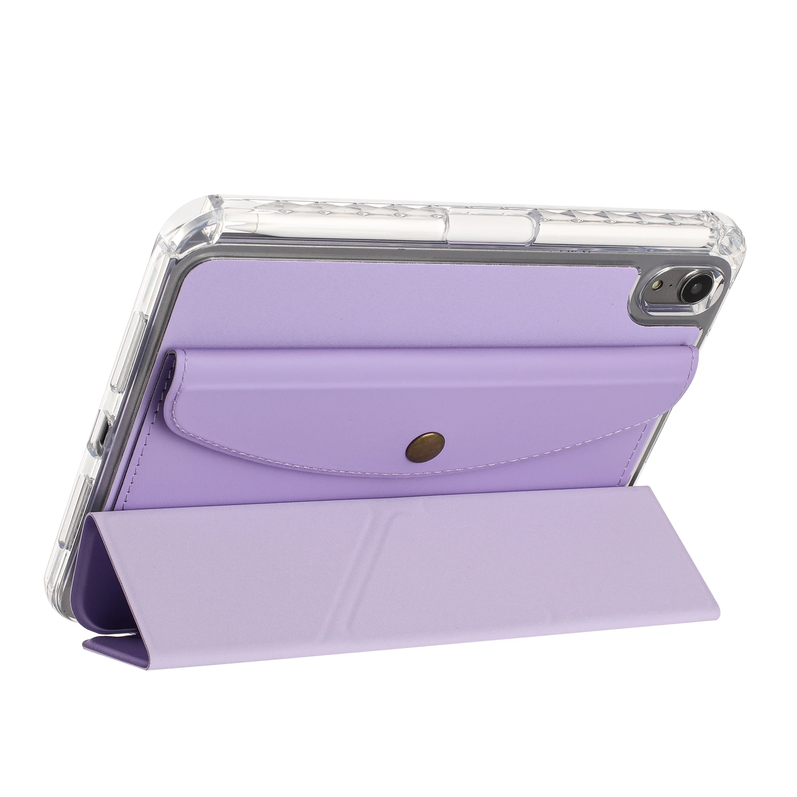 For iPad mini (2024) / (2021) Case Origami Stand Wallet PU Leather Smart Tablet Cover with Pencil Slot - Purple