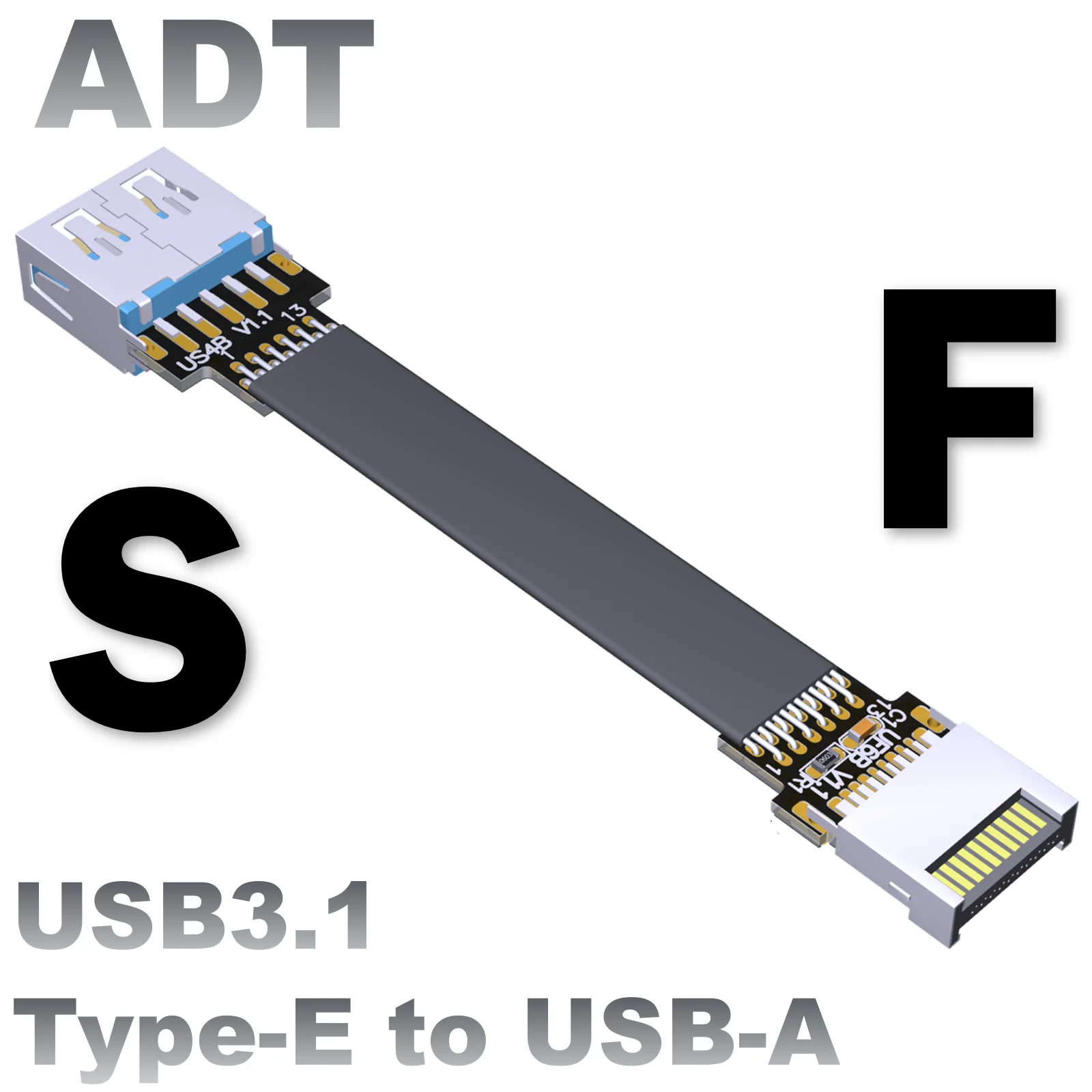 

USB 3.1 Extension Cable Type-E Male to USB-A Female with Screw Hole Interface Motherboard Front and Rear Chassis ADT Customized