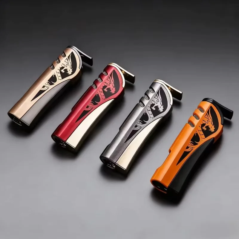 Briquet torche HONEST à flamme bleue droite, coupe-vent, en métal, rechargeable au butane, pour cigarettes et cigares, gadget pour homme