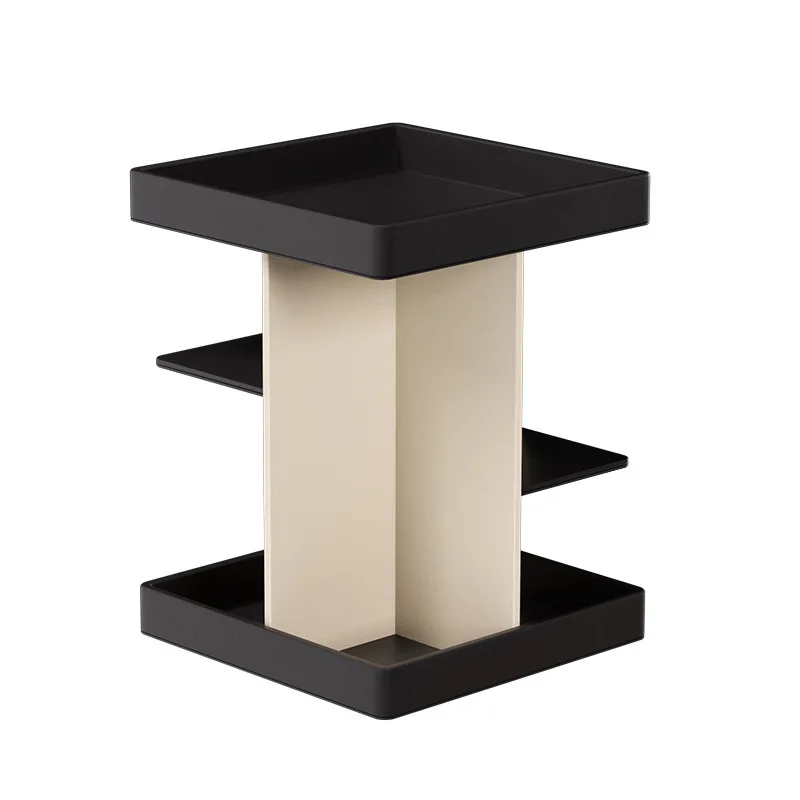 

Multi-layer rotating cosmetics shelf leather high-end home skin care product display rack dresser