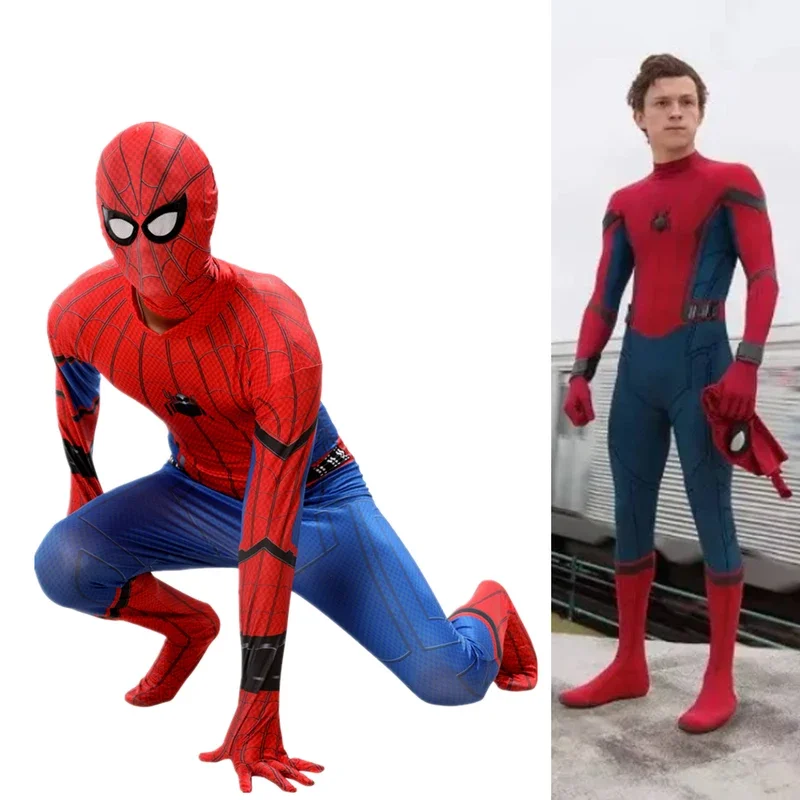 Spider Man Full Body Costume with Cape Marvel Movie Homecoming Superhero Cosplay STARK Suit Boys Fantasy Role Play Spandex