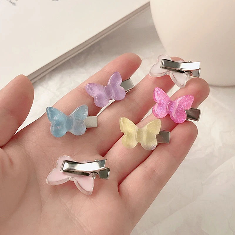 Mini Butterfly Hair Claw Clips para mulheres e meninas, fofos, transparentes, doces, pequenos, presilhas, acessórios para cabelo