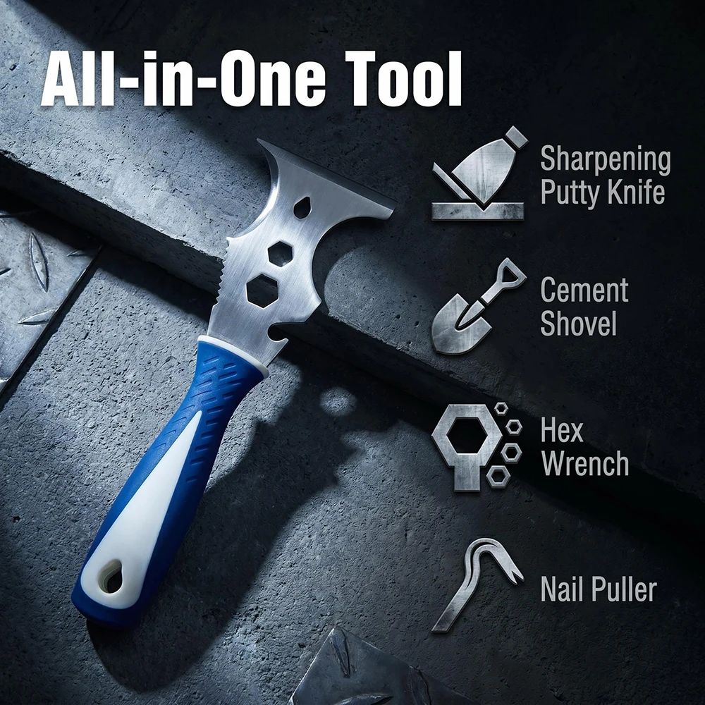 Heavy Duty Sharpened Putty Knife Thick Stainless Steel Cement Scraper Multi-Purpose Paint Scraper Wall Repair Remover Tool