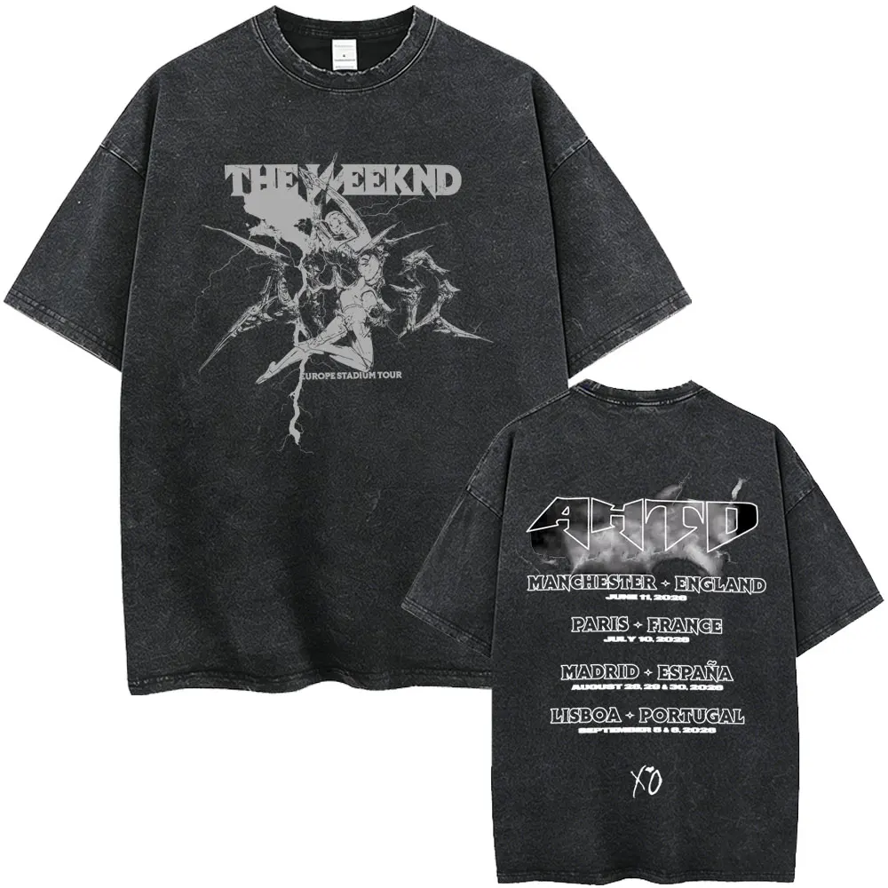 Washed Vintage Rapper Playboi Carti with The Weeknd After Hours Til Dawn Tour 2026 T-shirt Men Women Hip Hop Fashion T Shirts