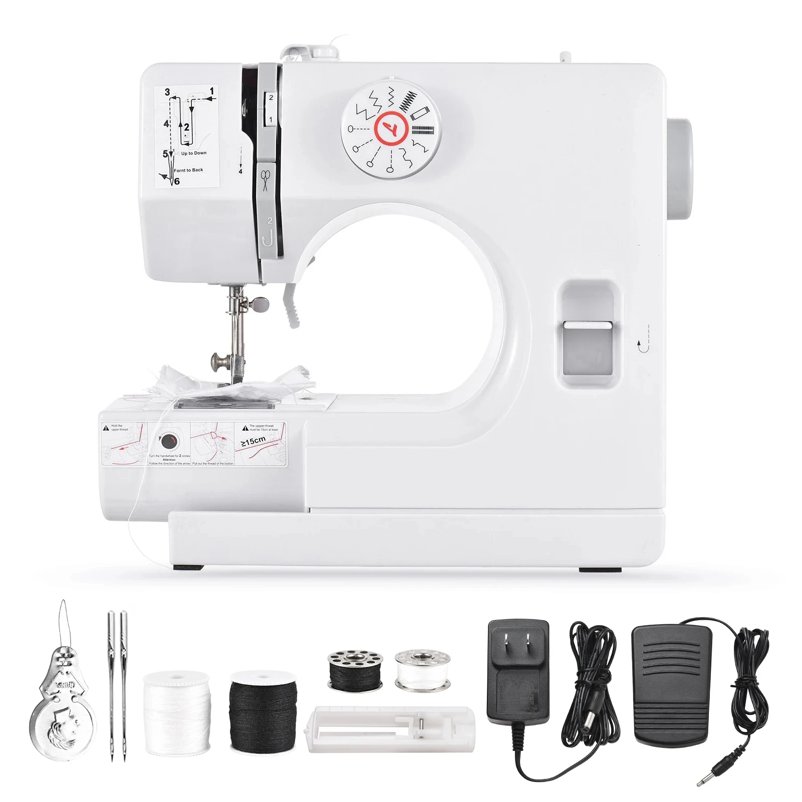 Household Sewing Machine Portable Electric Sewing Machines with 12 Built-in Stitch Patterns Light Adjustable Speed Control