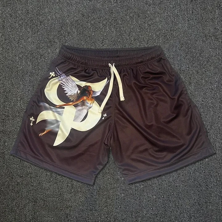 Faith Goddess Cross Print Basketball Shorts Sport Training Breathable Fashionable Shorts Streetwear Loose Shorts Streetwear Moto
