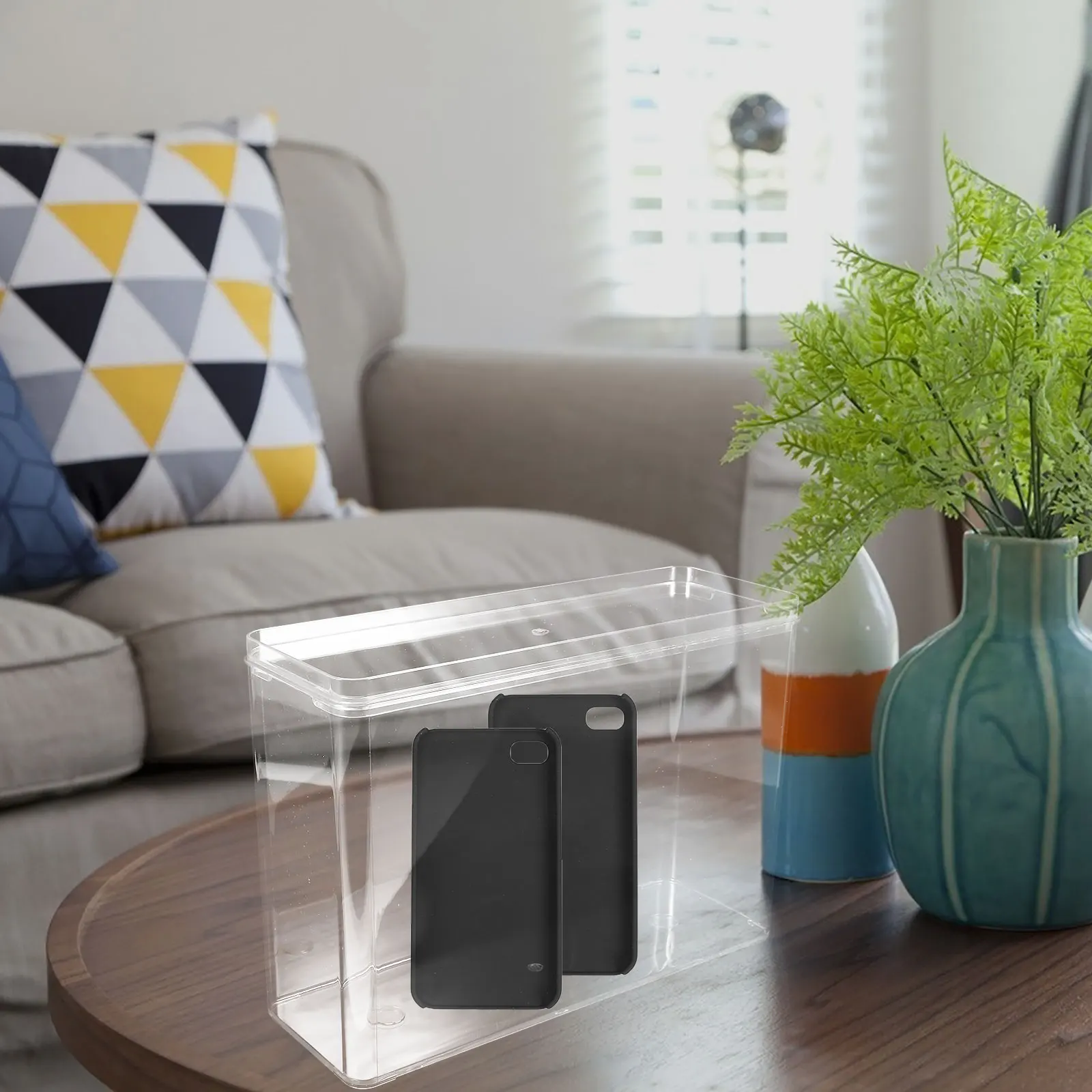 

Large Capacity Storage Box Transparent Desk ganizer Phone Acrylic Storage Box Case Container Home Office Supplies