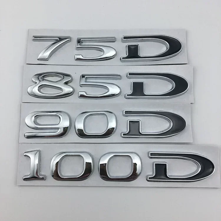 테슬라 모델 3 S X Y 75D 85D 90D 100D 리어 트렁크 테일게이트 엠블럼 배지 스티커 3D 메탈 자동차 스타일링 액세서리 썸네일 2